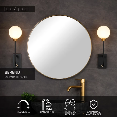 Lucide BEREND - Lámpara de pared Baño - 1xG9 - IP44 - Negro - USP